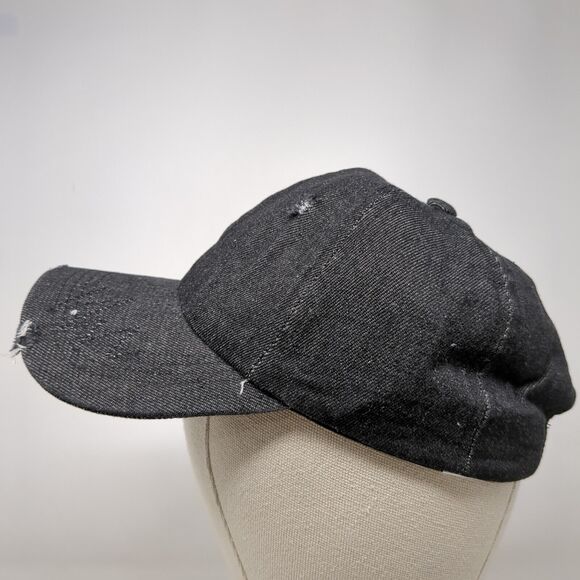 Unbranded Slideback Hat Black OSFA Adjustable Distressed 6 Panel Blank Cotton - Picture 4 of 8
